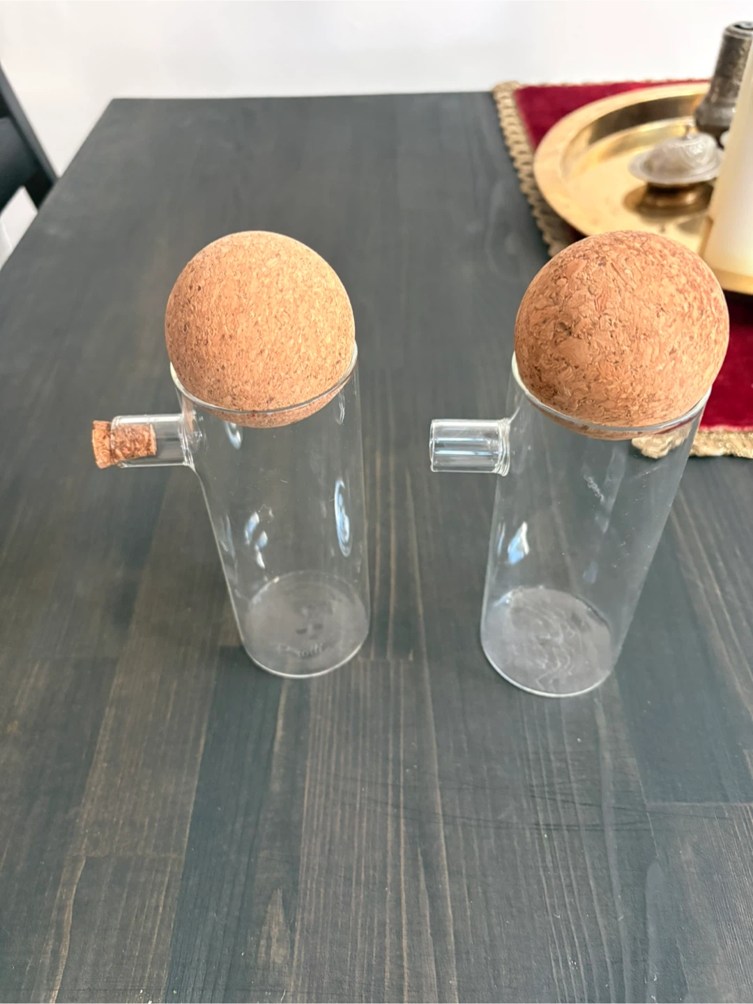 Set of 2 Clear Glass Storage Jars with Cork Lids