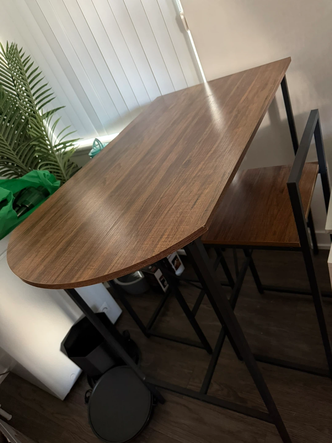 Compact Dining Set with Wooden Top and Black Frame