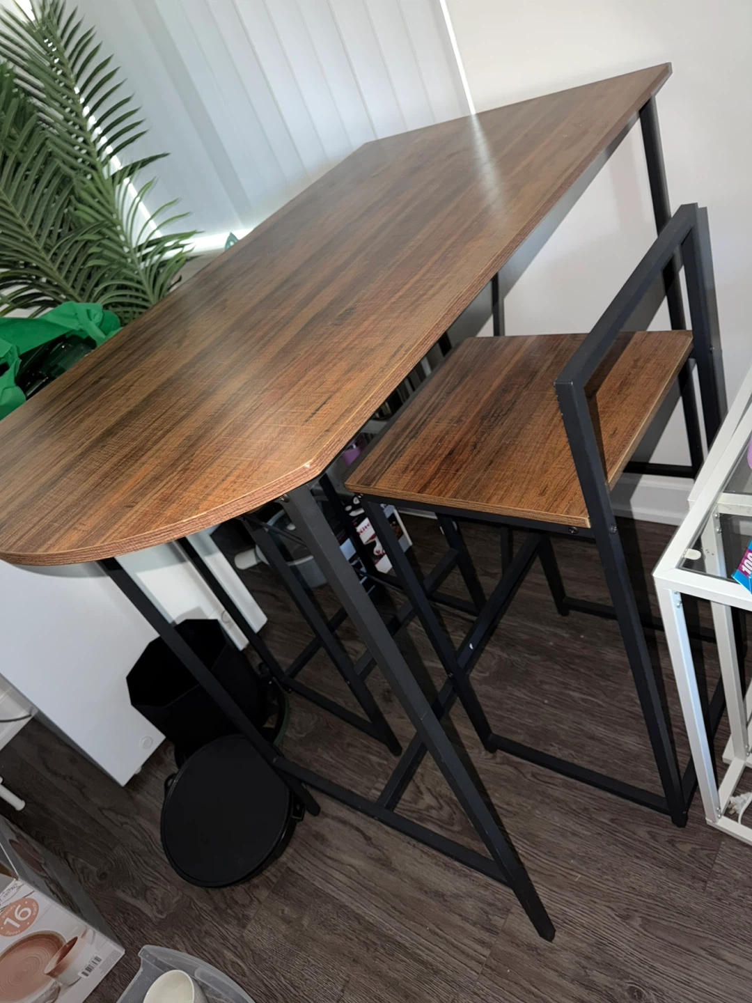 Compact Dining Set with Wooden Top and Black Frame - photo 4