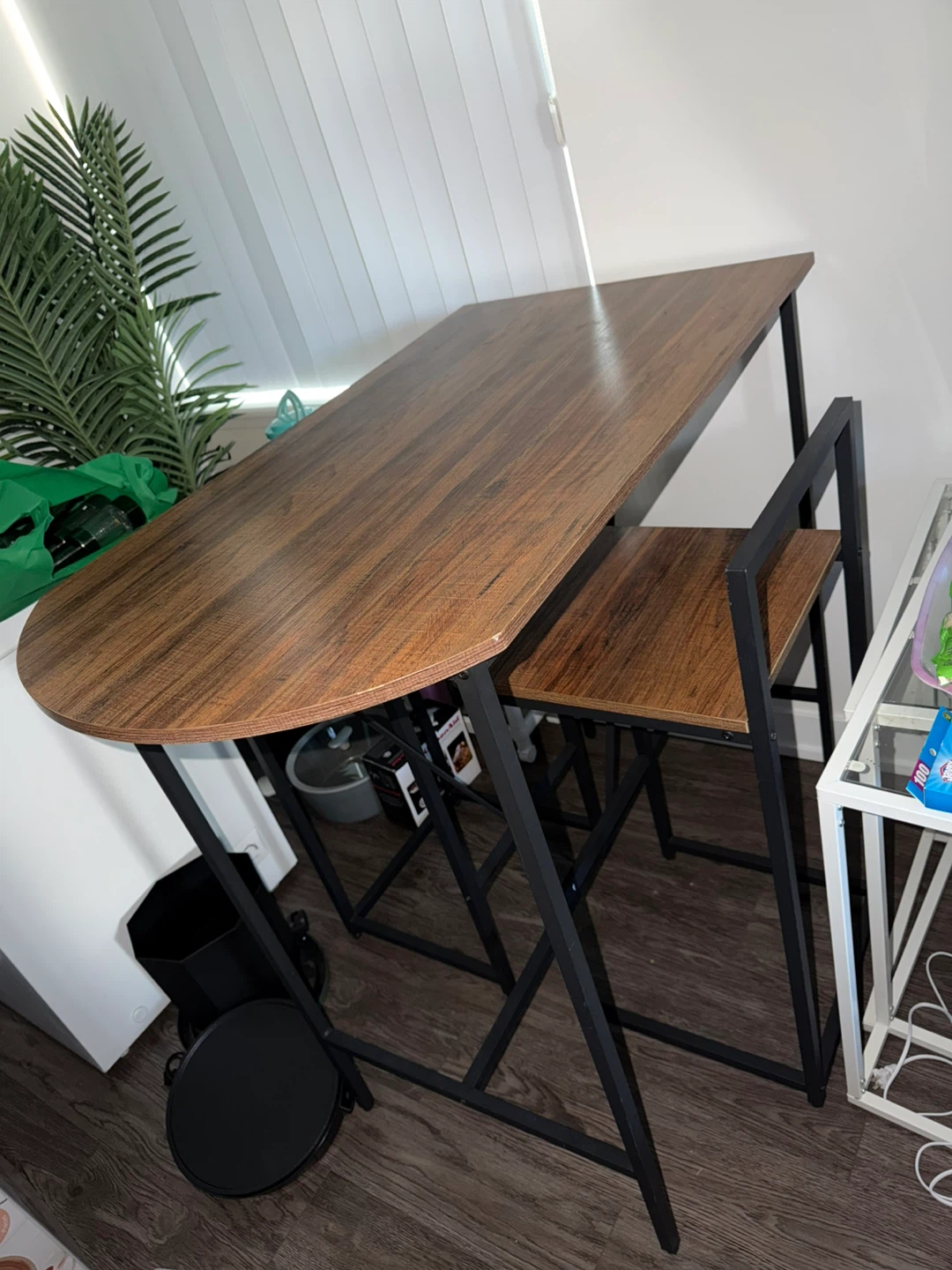 Compact Dining Set with Wooden Top and Black Frame - photo 2