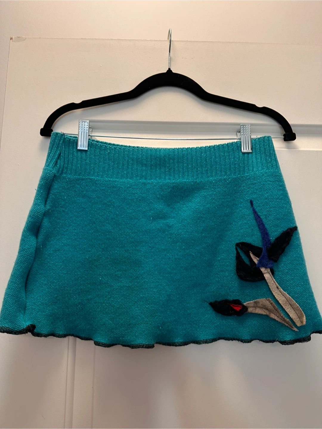 Lilith Teal Knit Skirt with Applique