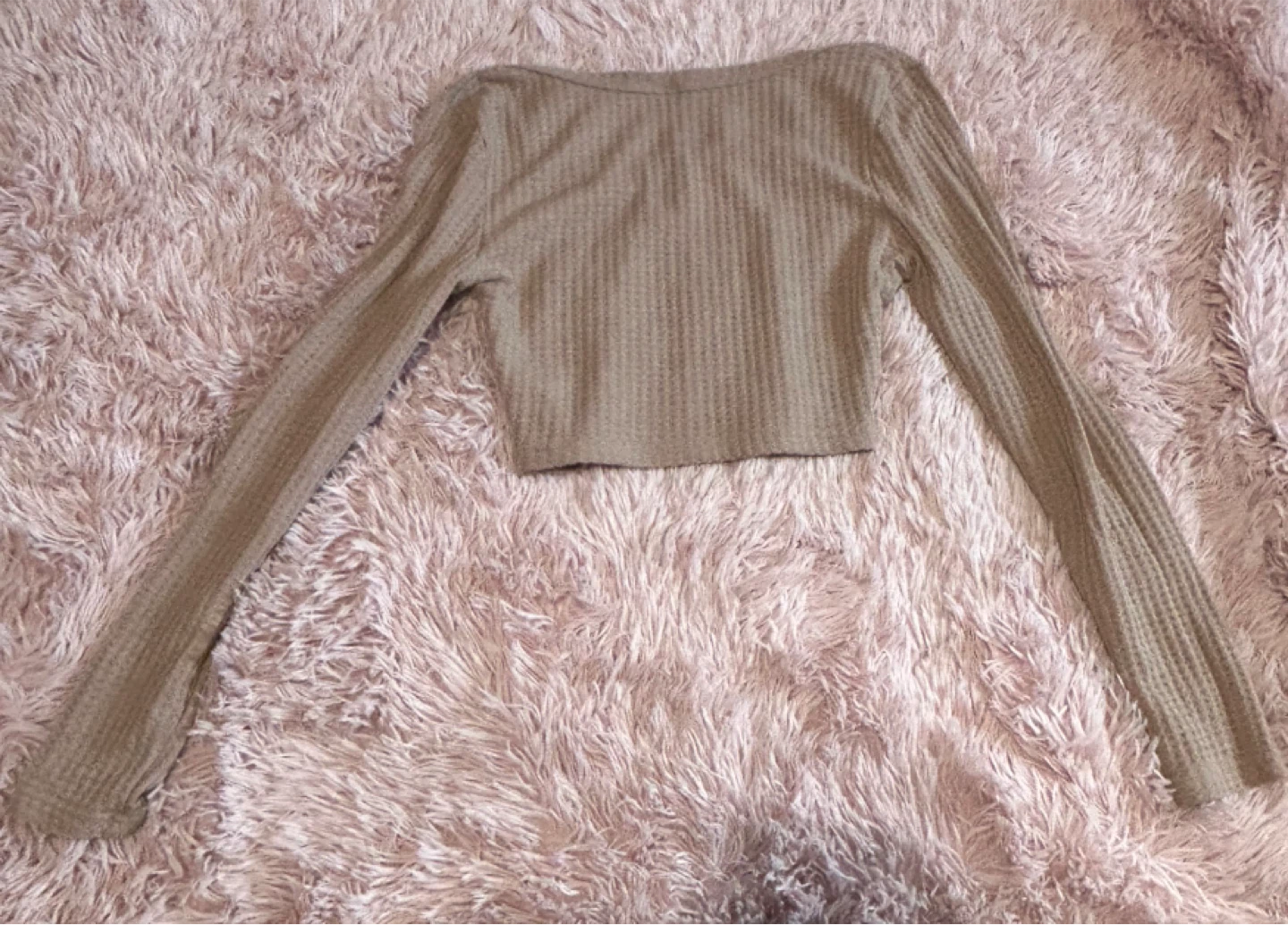 SHEIN Cropped Waffle Knit Long Sleeve Top - photo 2