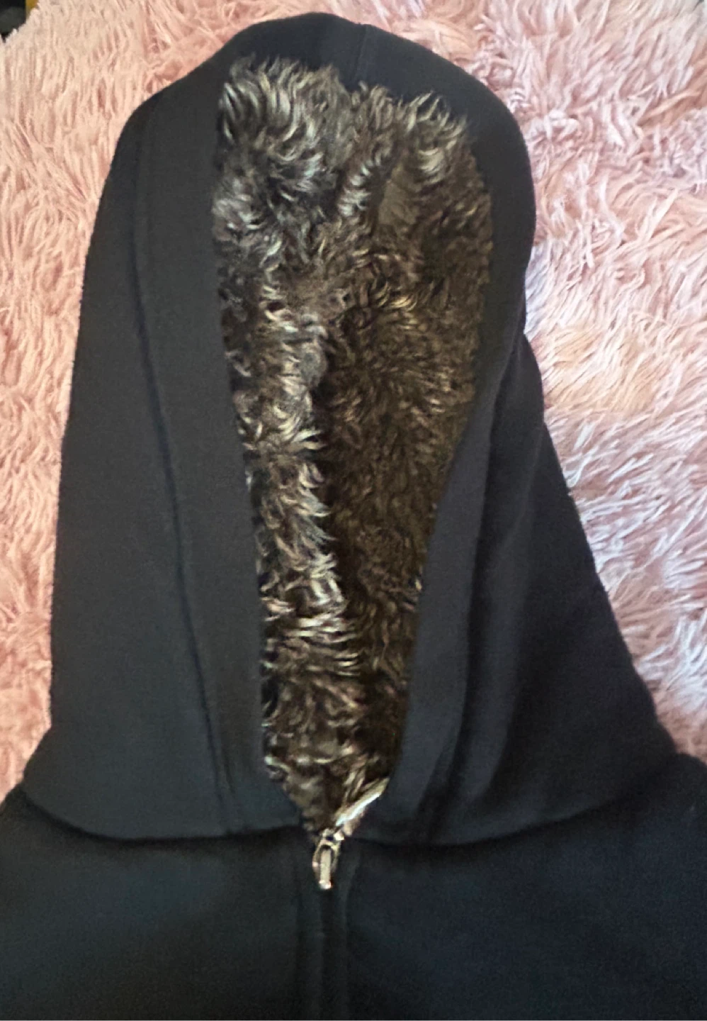 Black Zip-Up Hoodie with Faux Fur Lining🏆 - photo 3