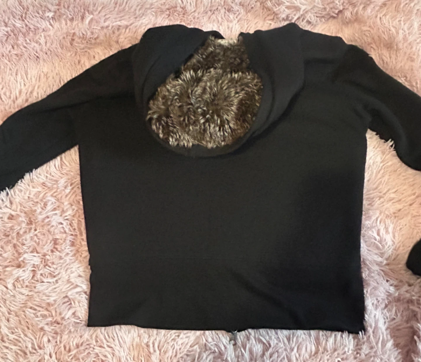 Black Zip-Up Hoodie with Faux Fur Lining🏆 - photo 4