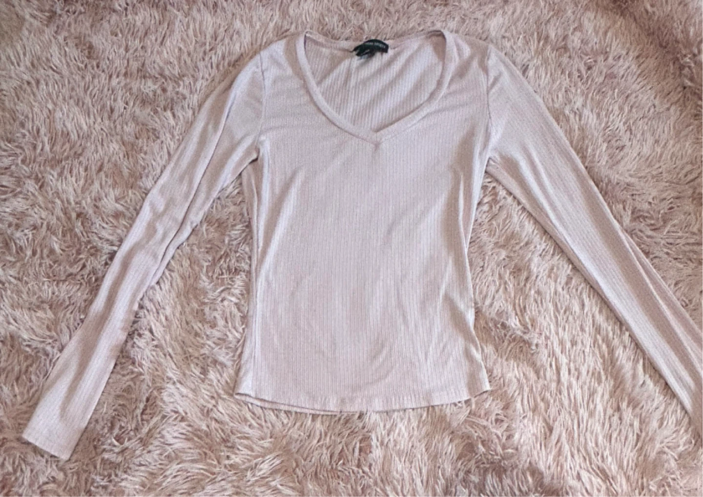 Light Pink Ribbed Long Sleeve Top