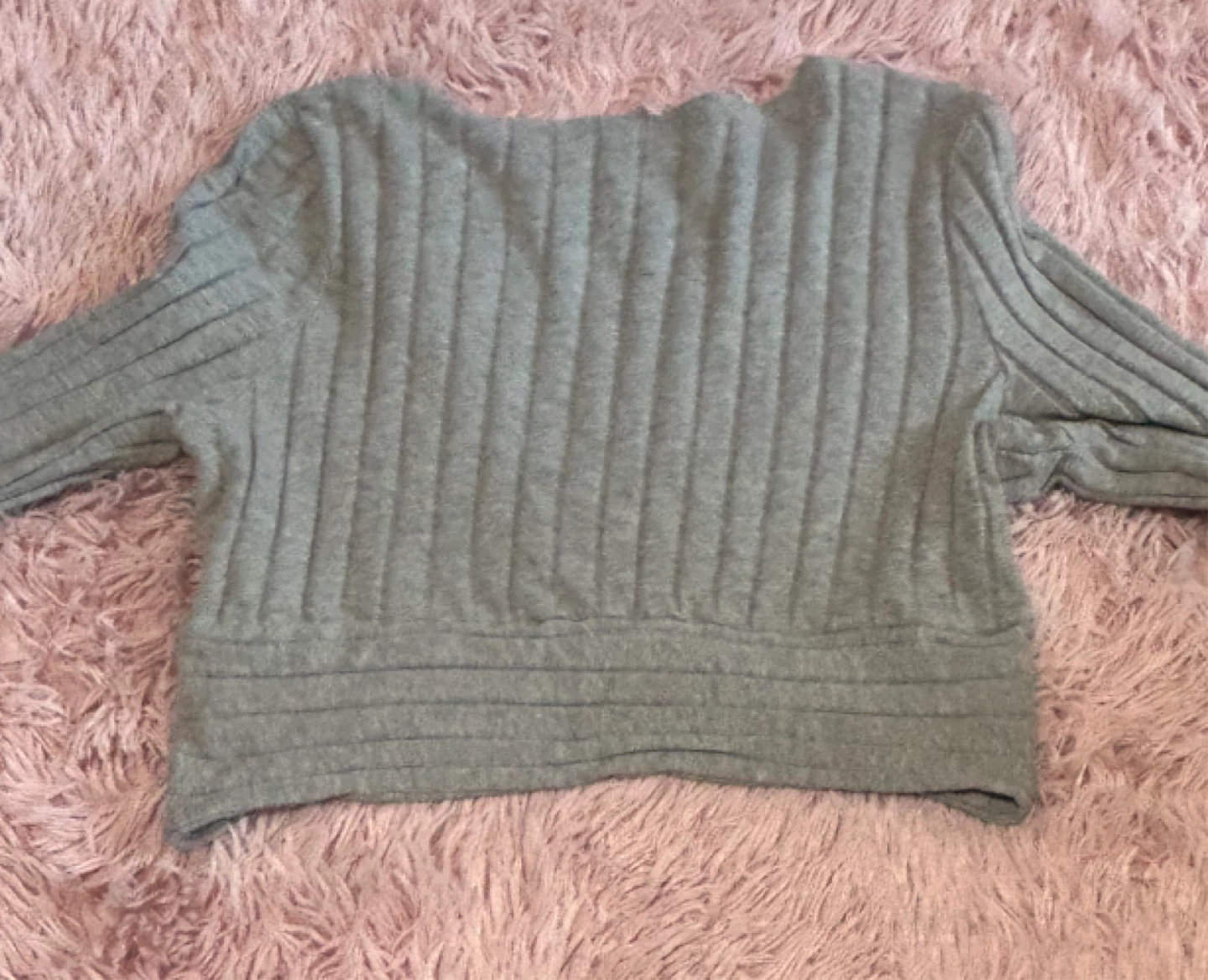 Grey Ribbed Wrap Long Sleeve Top - photo 3