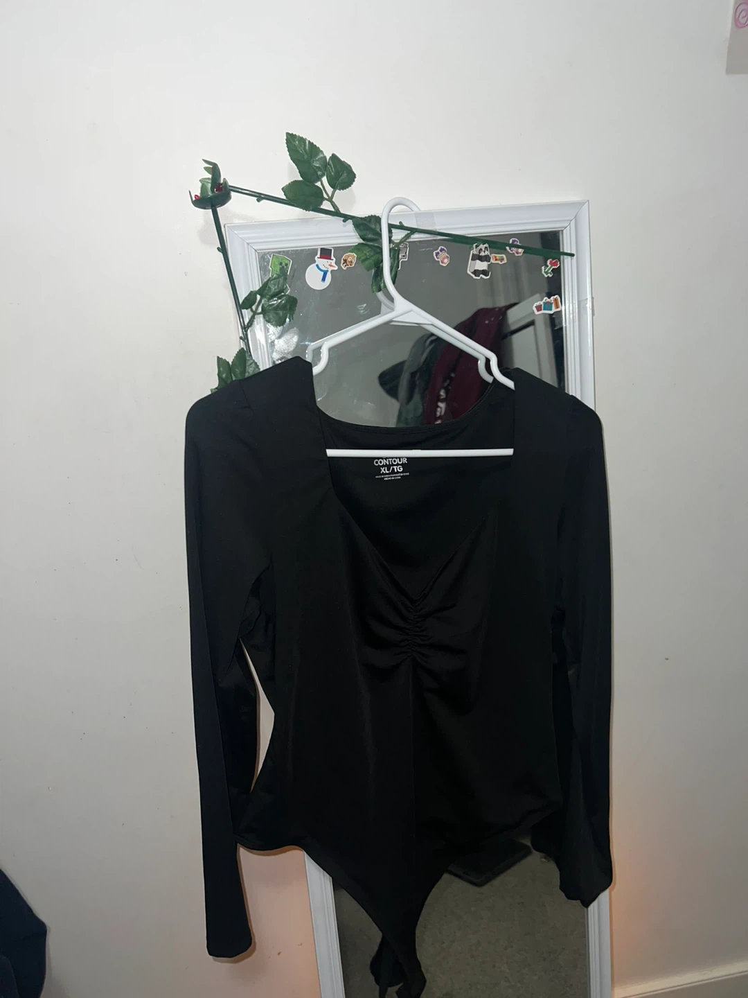 Contour Black Long Sleeve Bodysuit - XL/TG 🏆