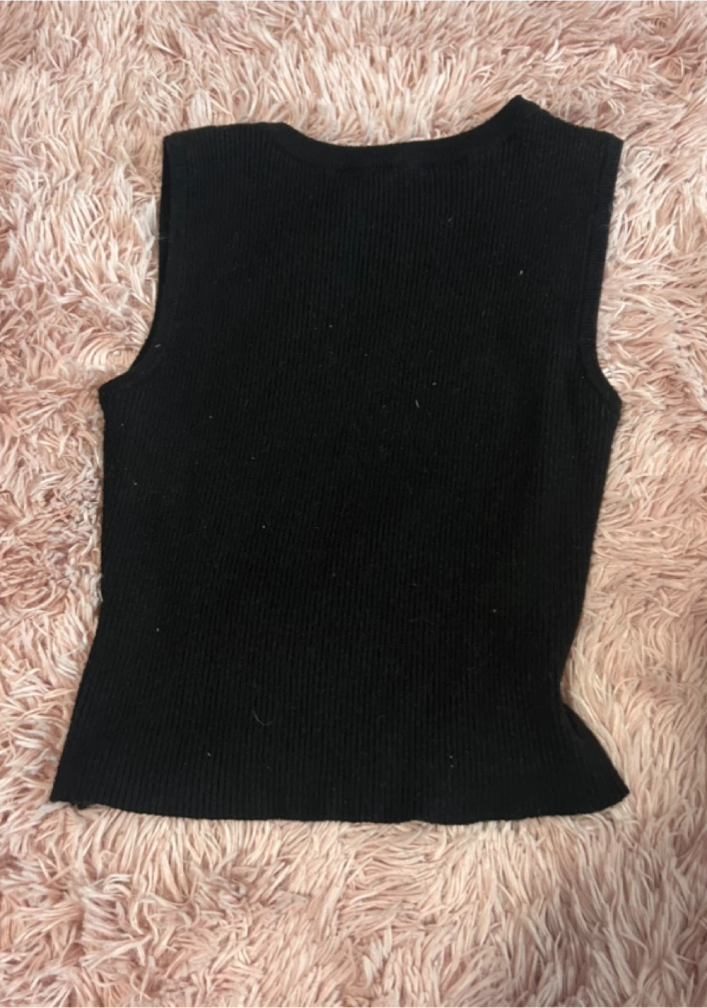 Black Sleeveless Ribbed Tank Top - photo 2