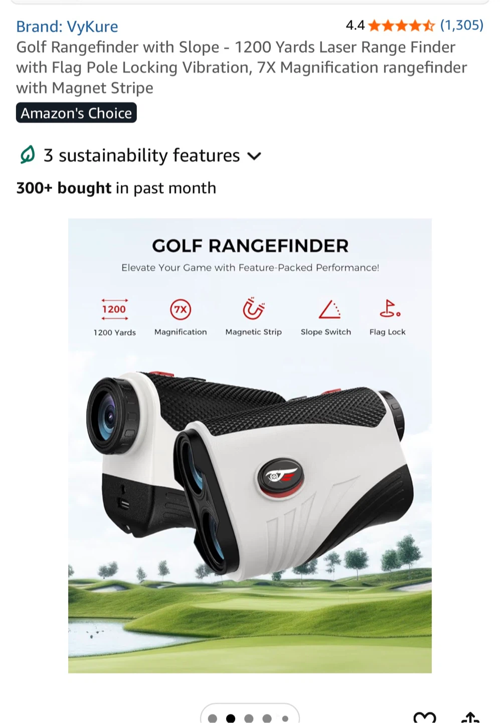 VyKure Golf Rangefinder with Slope - 1200 Yards