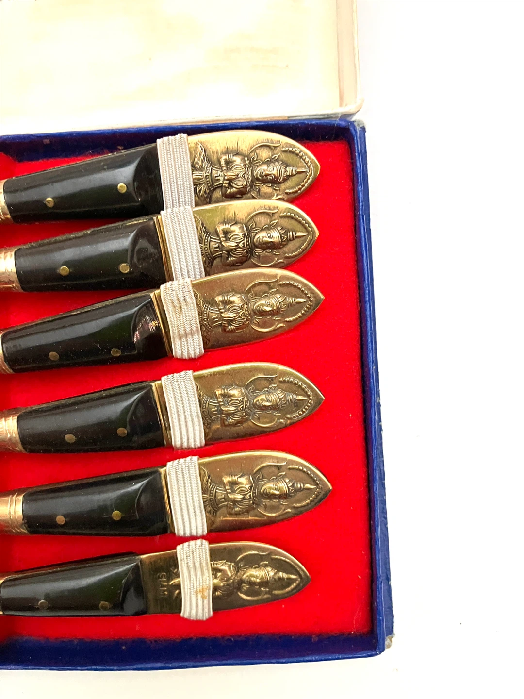 set of six vintage Thai Siam bronze and rosewood - photo 2