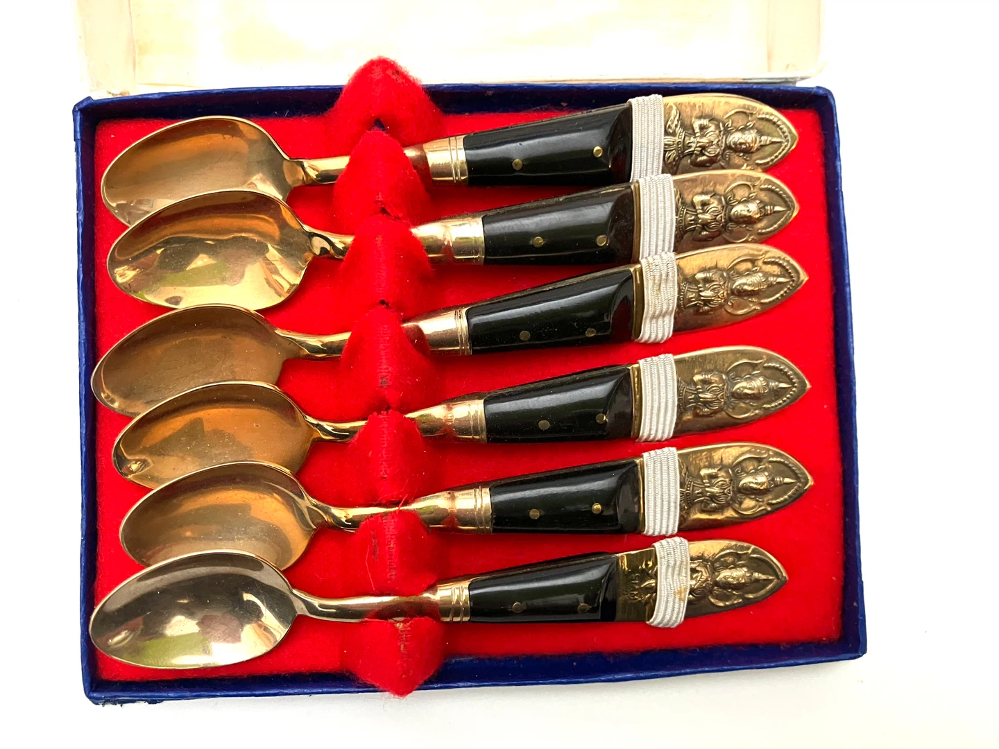 set of six vintage Thai Siam bronze and rosewood - photo 4