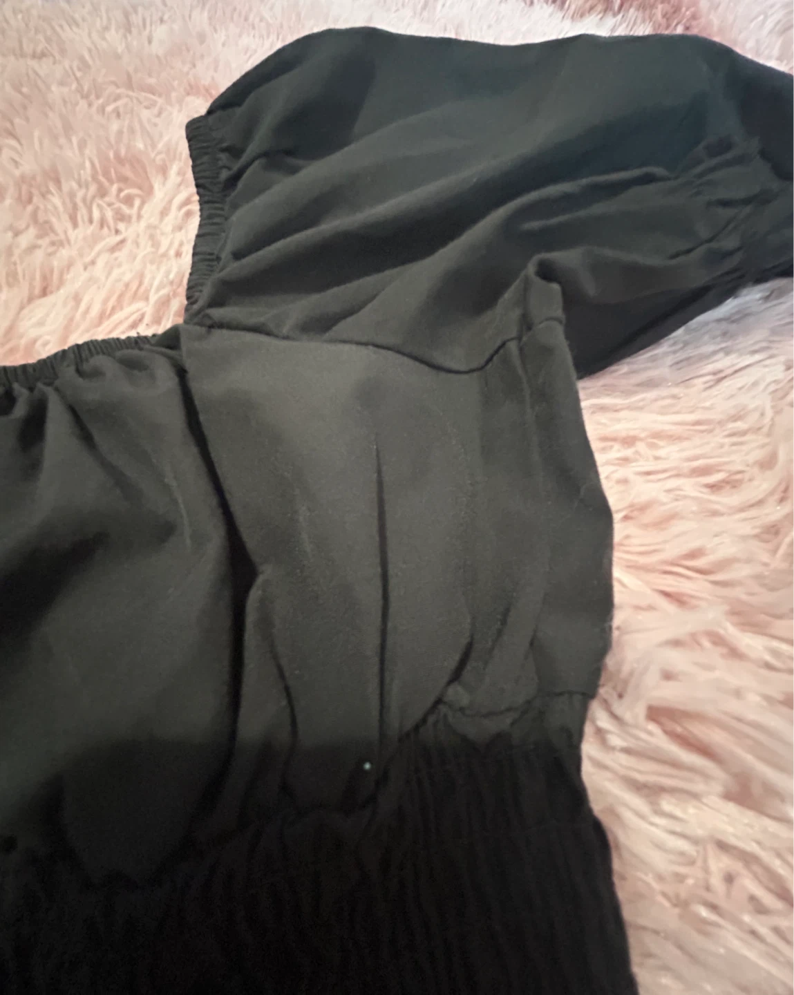Black Smocked Puff Sleeve Top - photo 4