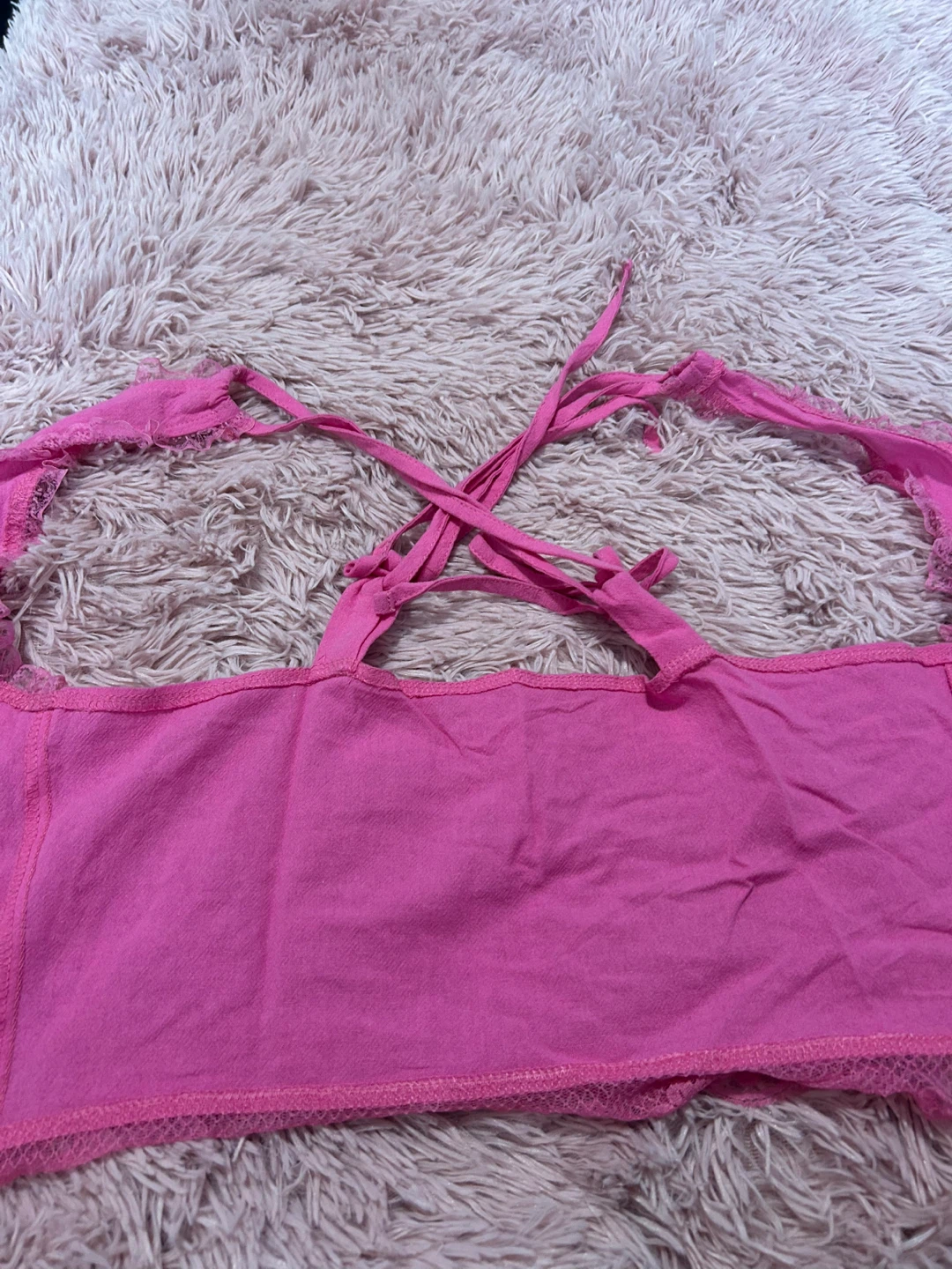 Pink lace trim halter top🏆 - photo 2