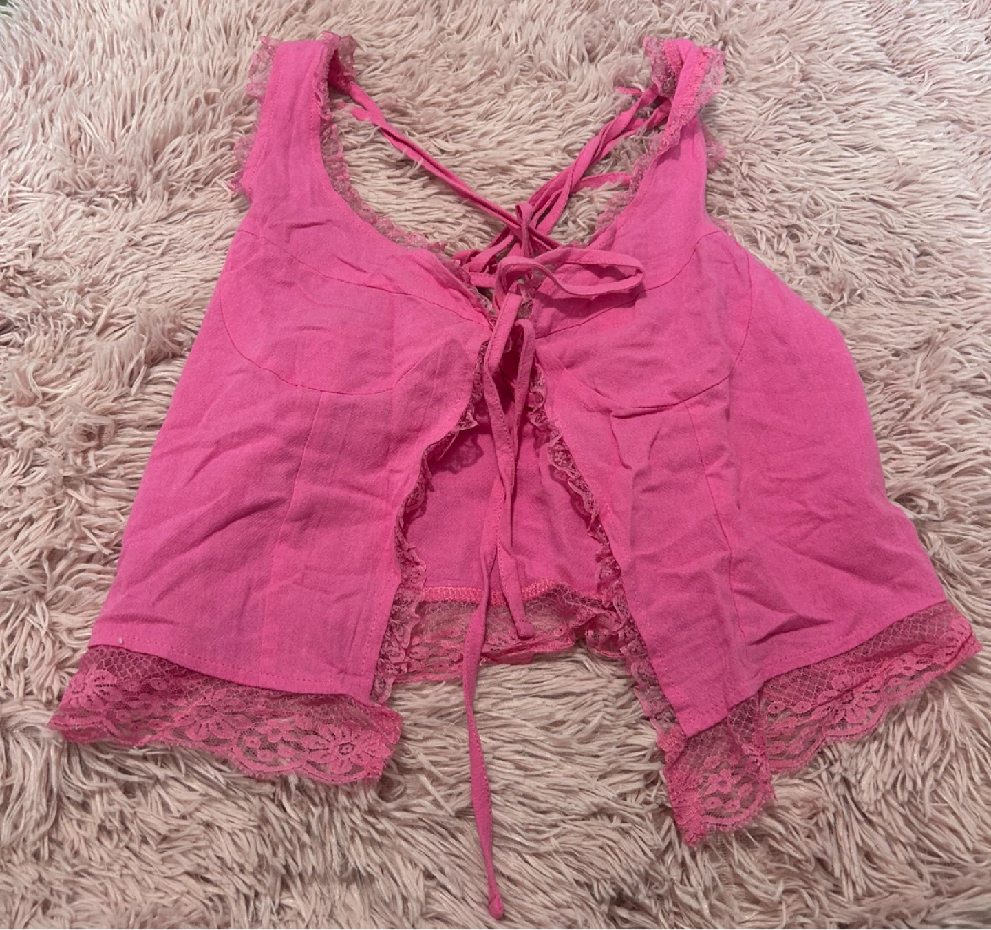 Pink lace trim halter top🏆