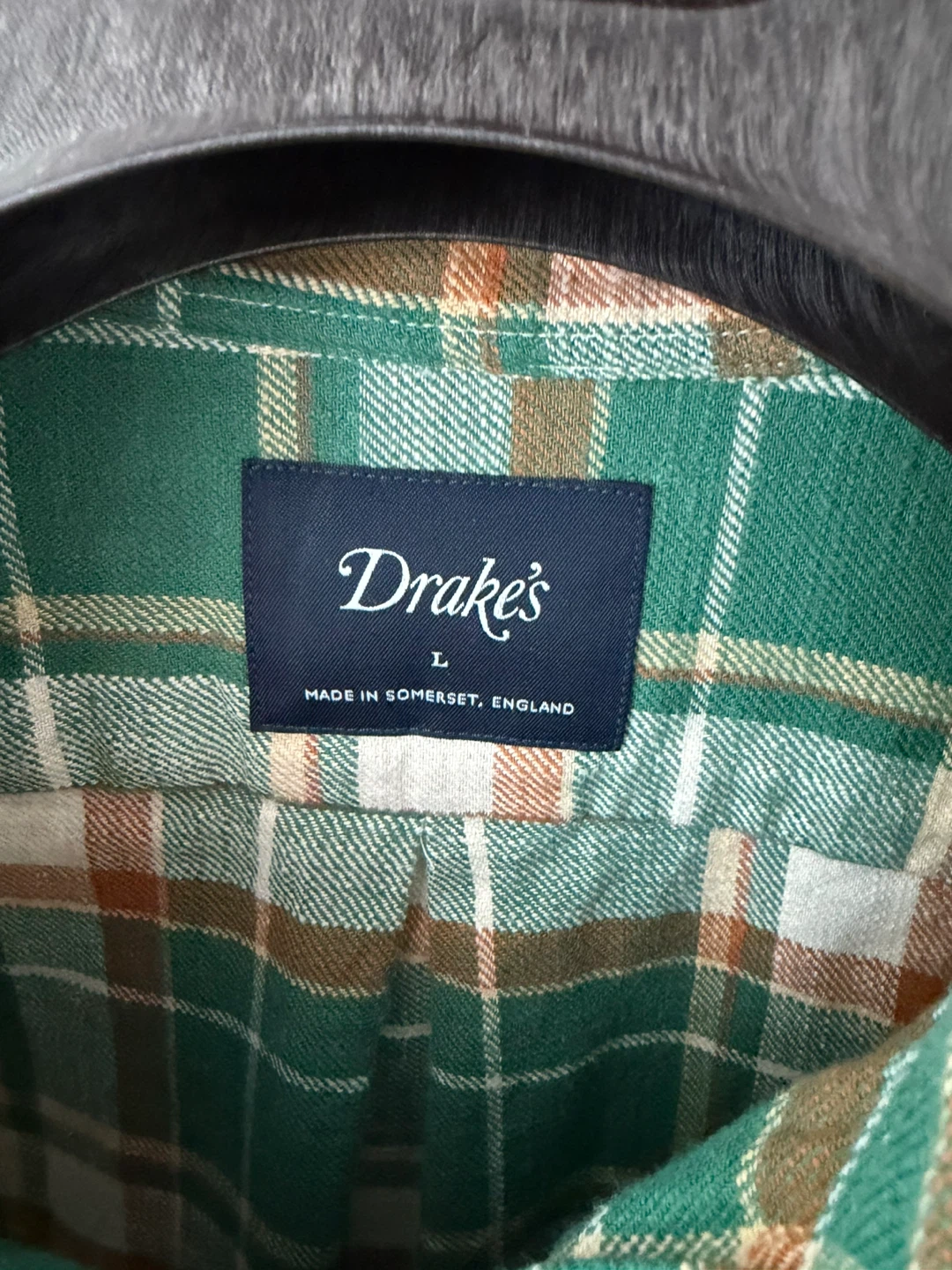 Drake's London Men's Green Plaid Flannel Large made in england - photo 2