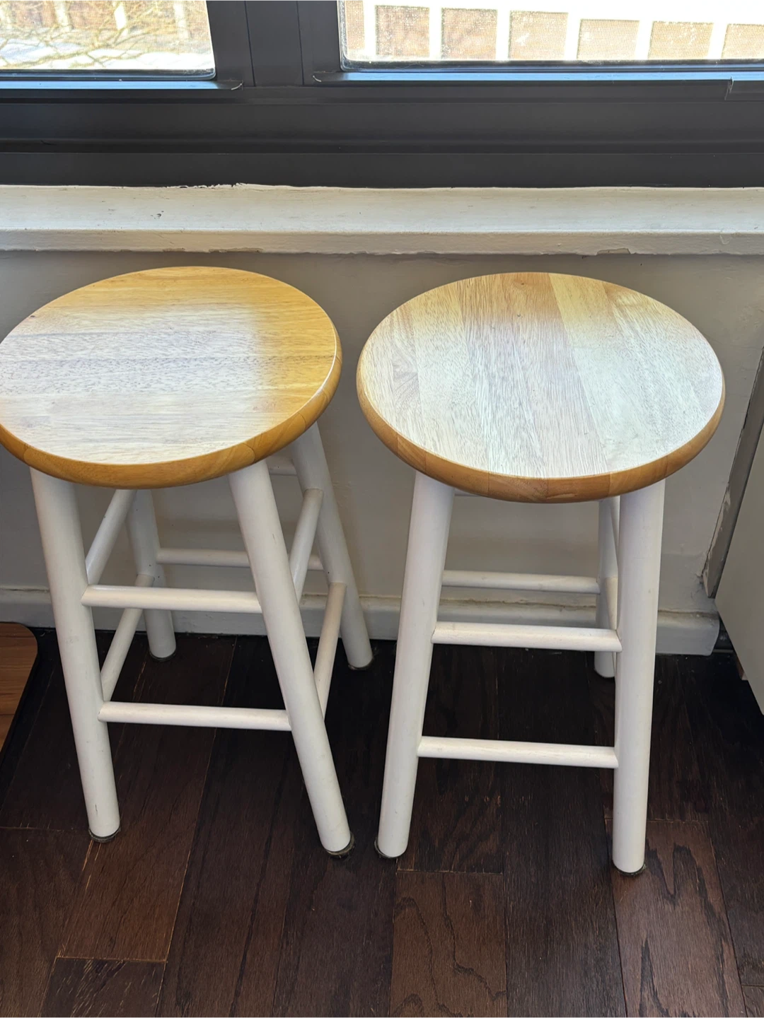 Set of 2 Wooden Top Bar Stools
