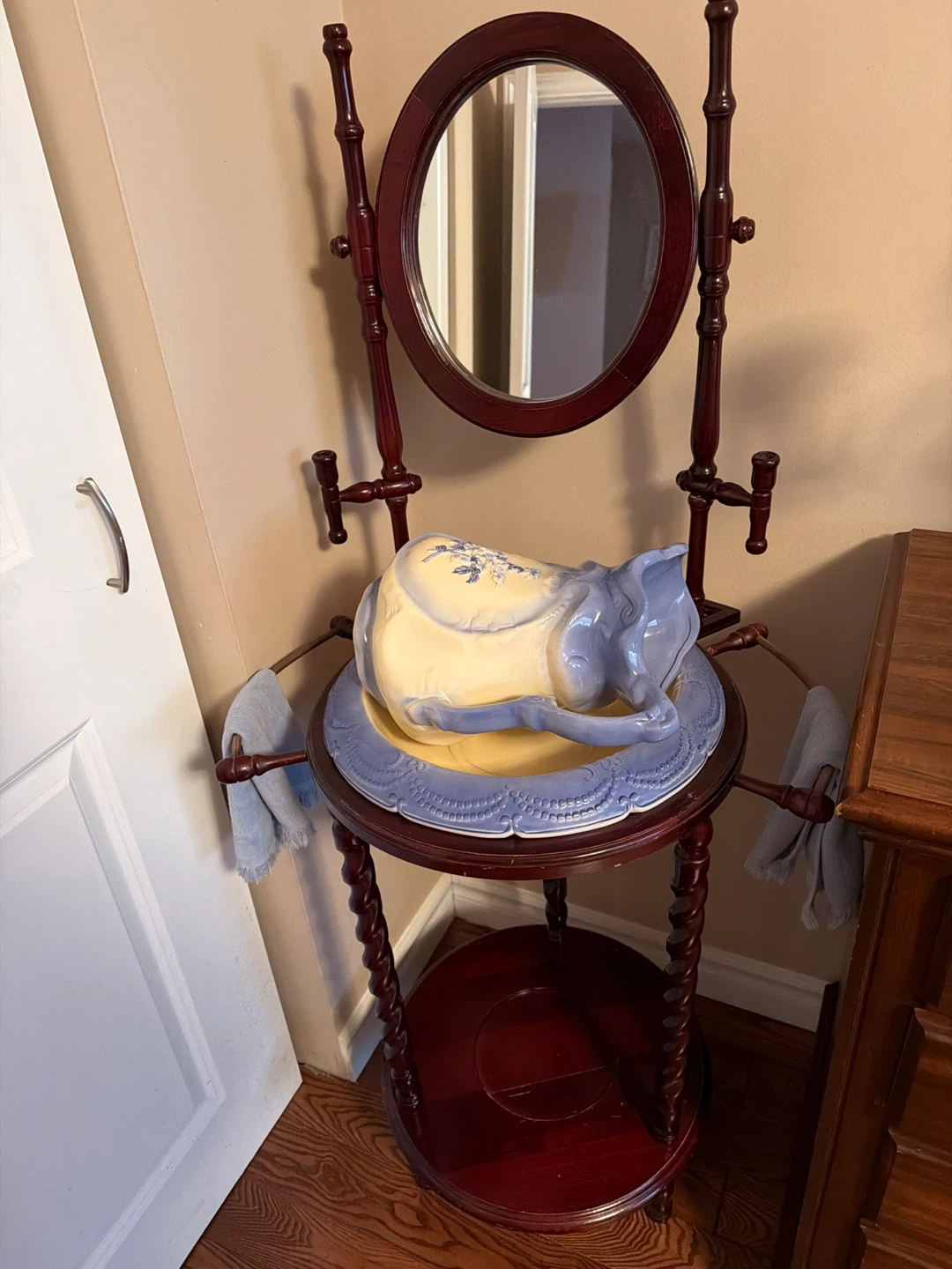 Antique vanity with pitcher and basin