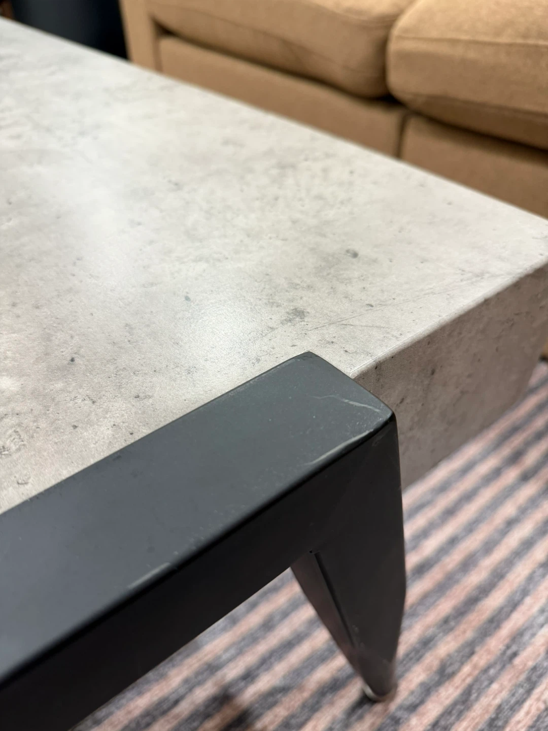 Concrete-look Coffee Table with Black Metal Legs - photo 4