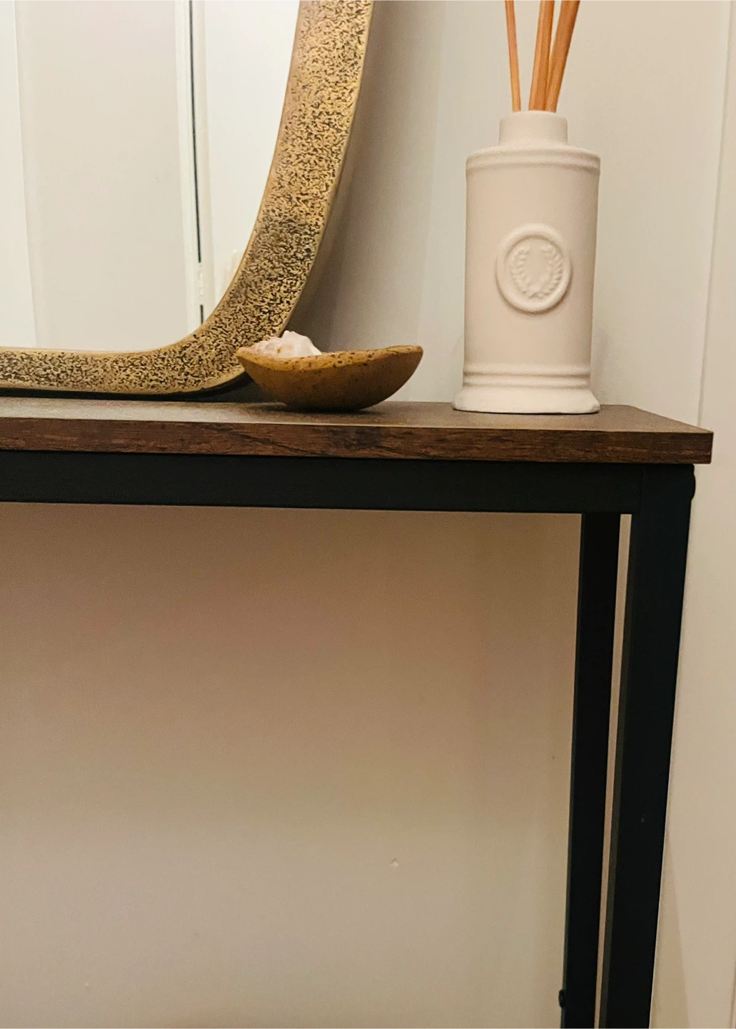 Slim Console Table with Wood Top and Metal Frame - photo 5