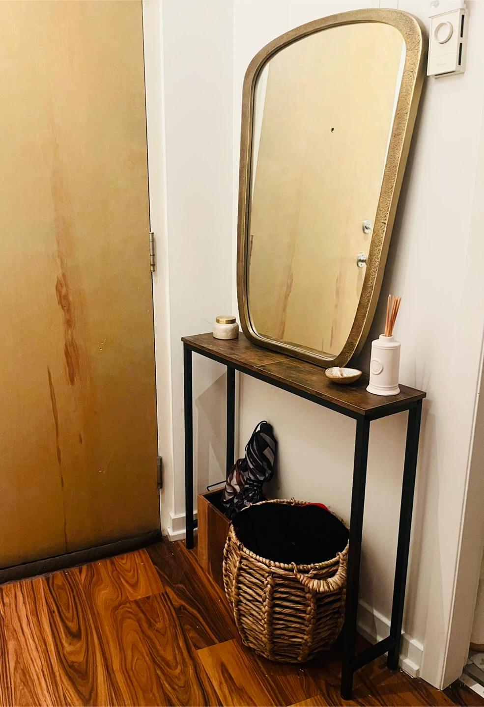 Slim Console Table with Wood Top and Metal Frame - photo 4