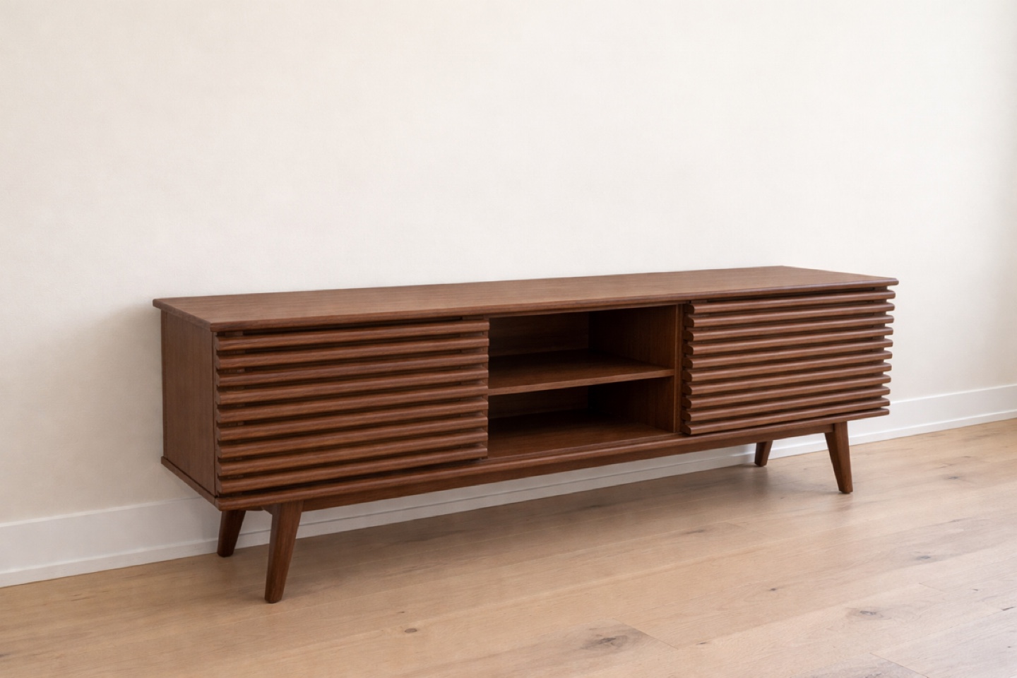 Console / TV Stand - fluted Walnut finish
