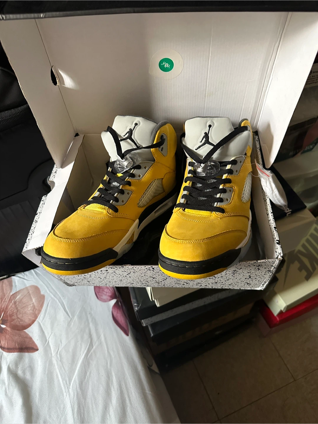 Air Jordan 5 Yellow Suede Sneakers - photo 5