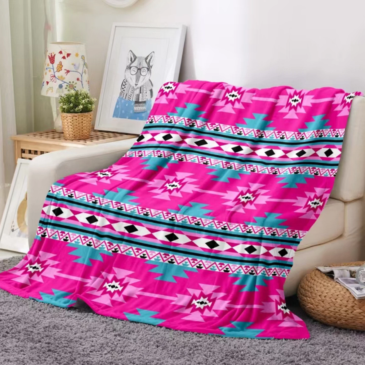 Southwestern Pattern Fleece Blanket Queen size $55 for one - photo 2