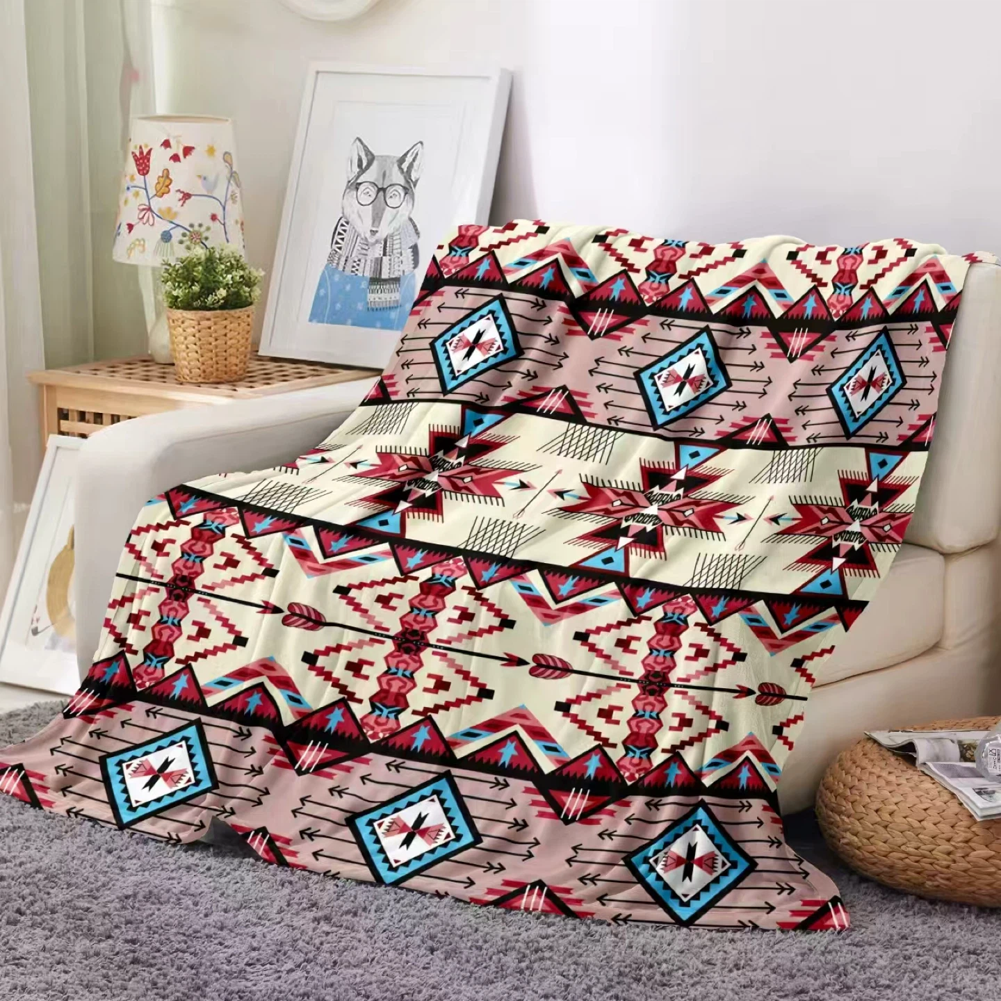 Southwestern Pattern Fleece Blanket Queen size $55 for one - photo 3