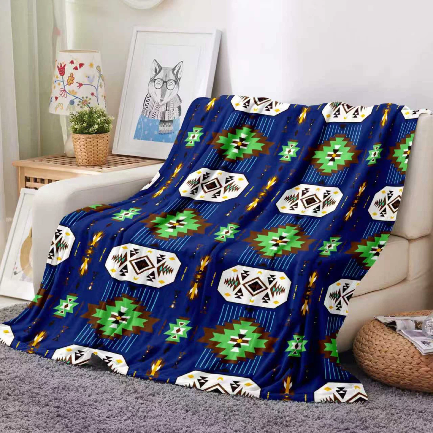 Southwestern Pattern Fleece Blanket Queen size $55 for one