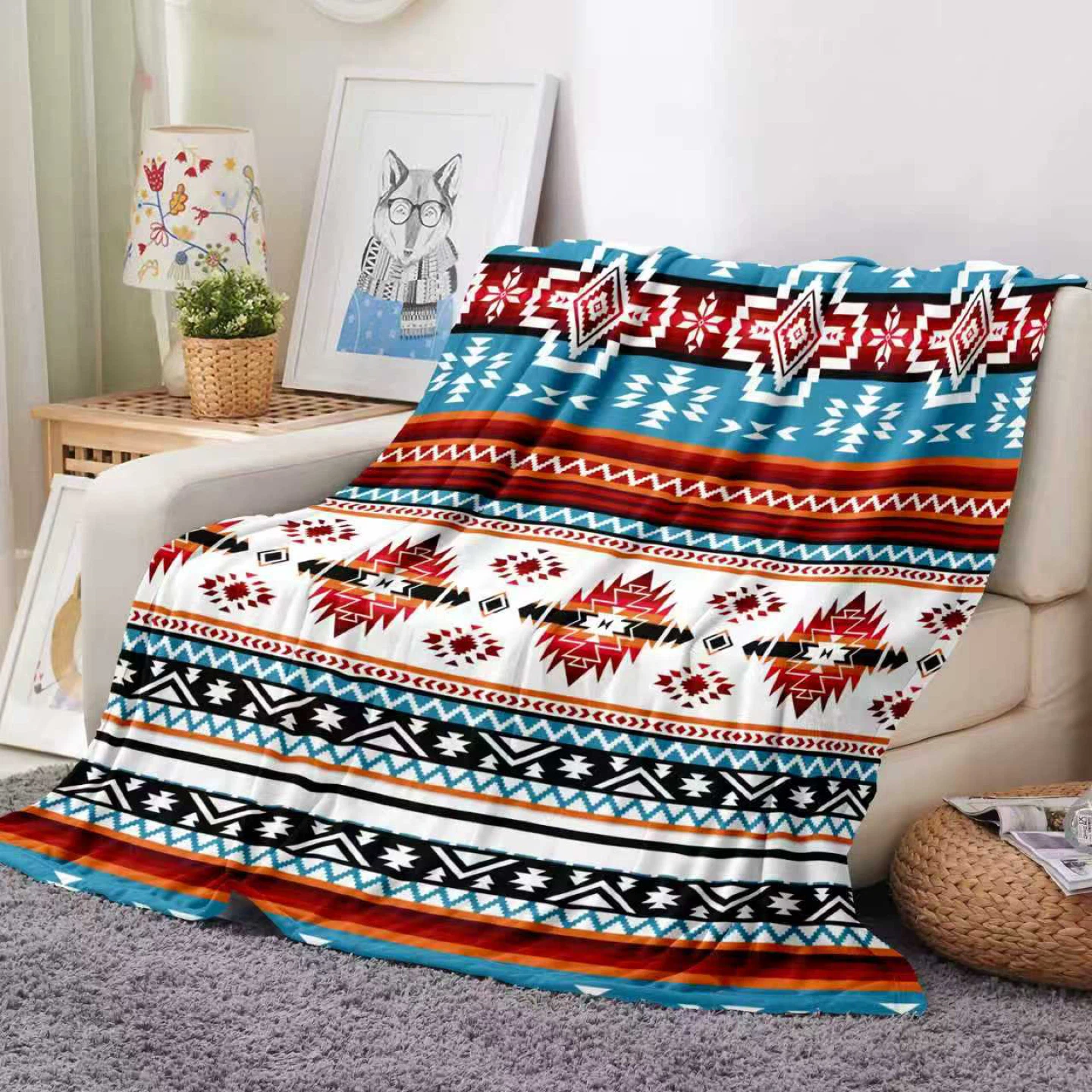 Southwestern Pattern Fleece Blanket Queen size $55 for one - photo 4