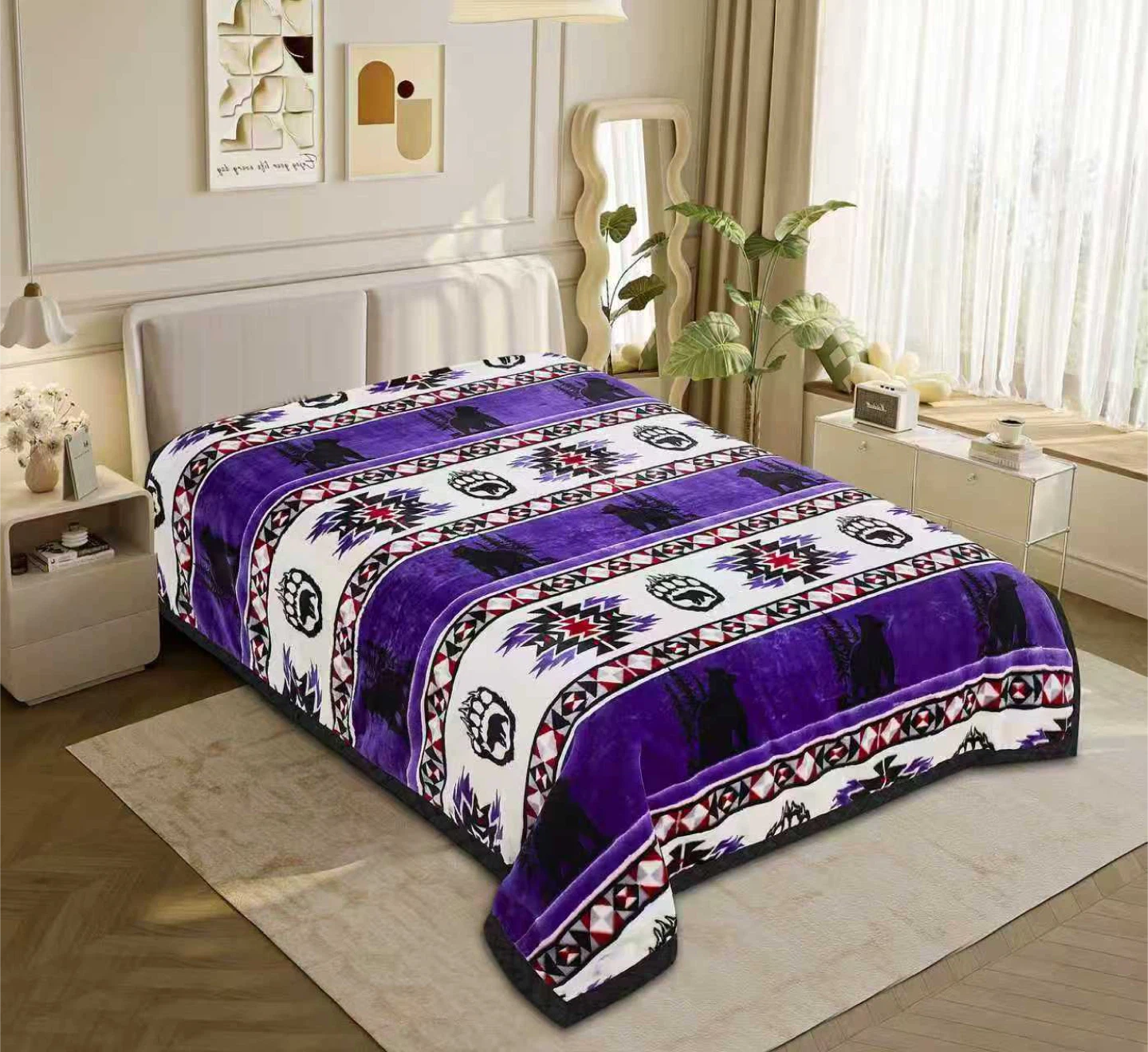 Indigenous-Inspired  Blanket with Animal Designs queen 2 ply - photo 2