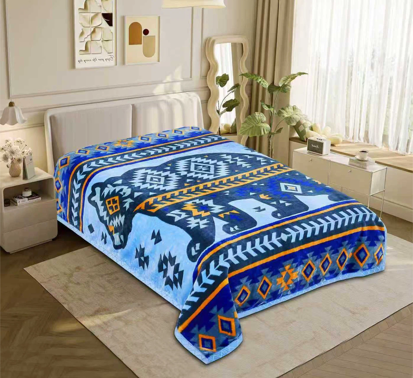 Indigenous-Inspired  Blanket with Animal Designs queen 2 ply - photo 4