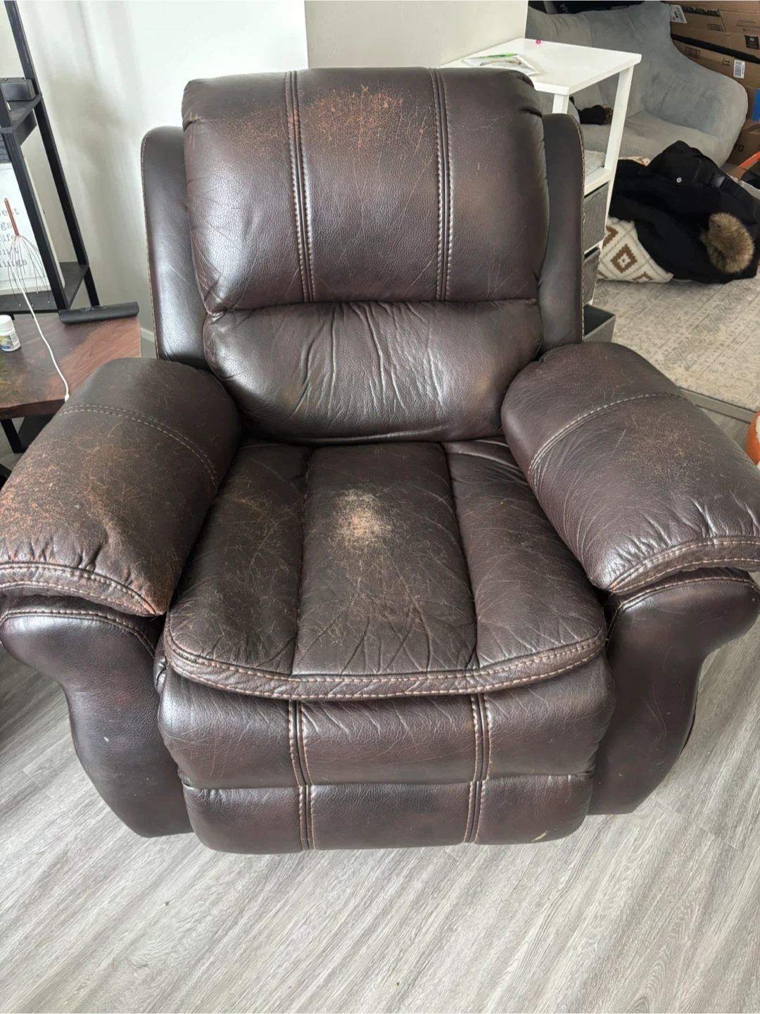 brown leather recliner