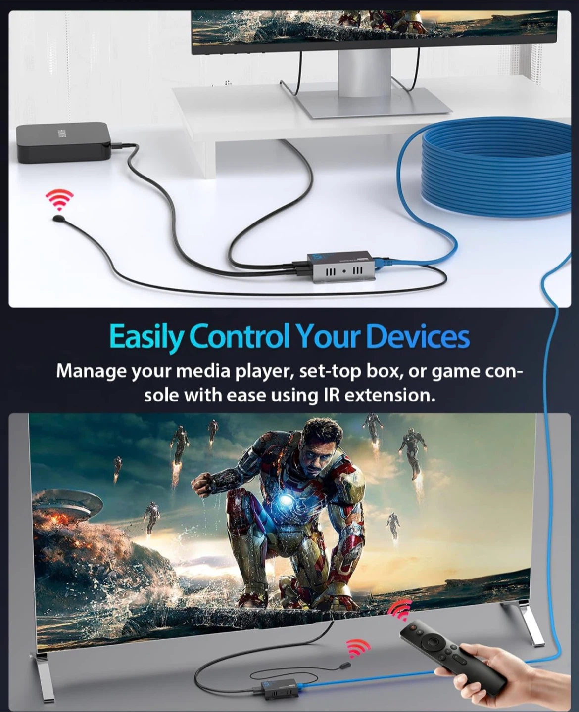 4K HDMI Extender Over Ethernet Transmitter Receiver Kit - photo 4