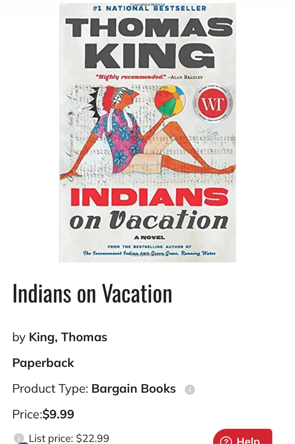 Indians on Vacation by Thomas King Paperback Novel - photo 2
