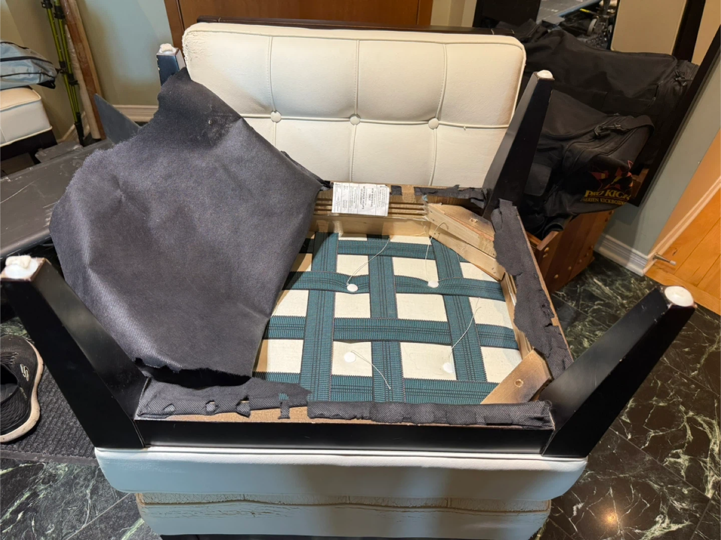 White Tufted Accent Chair and Ottoman - free!