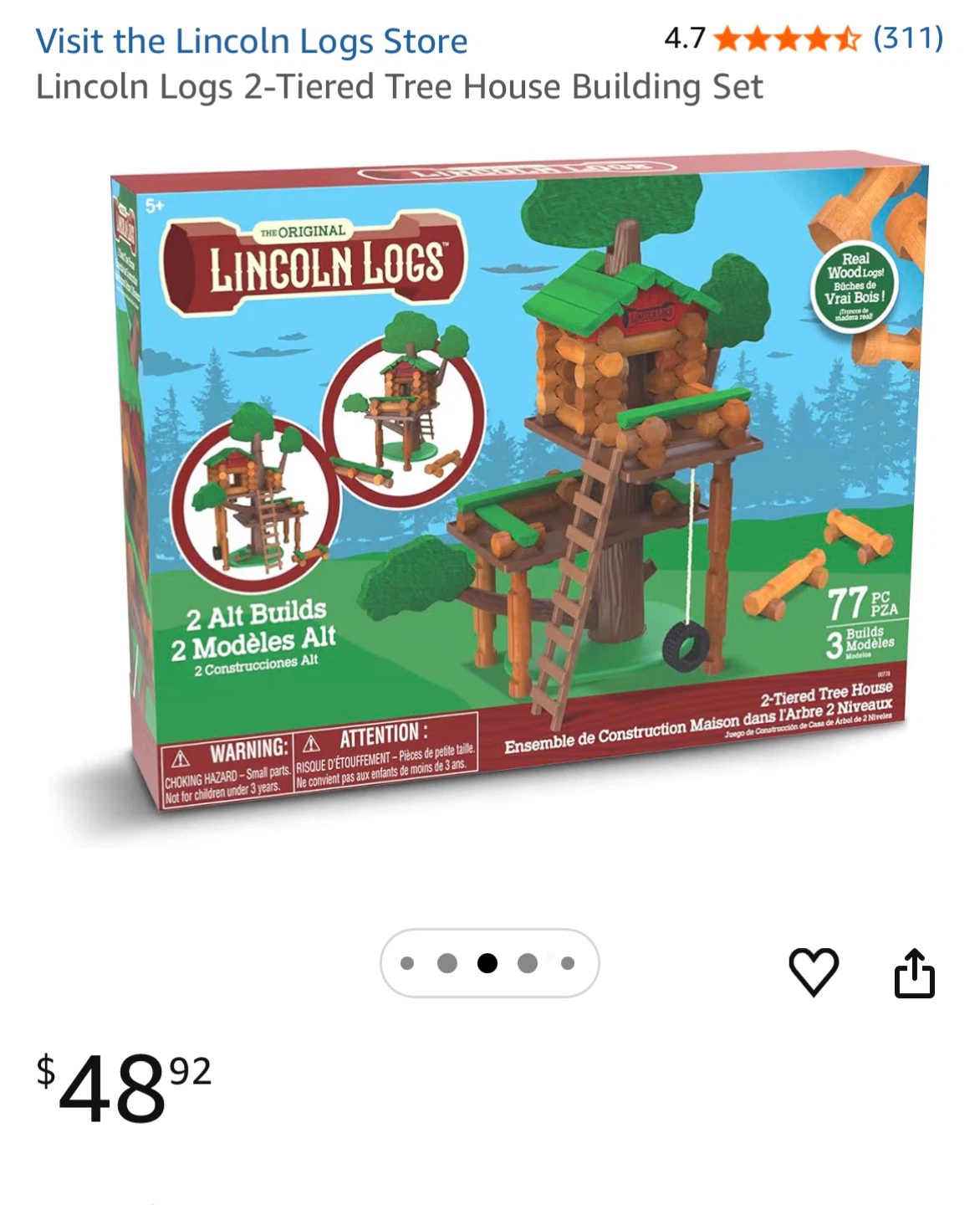 Lincoln Logs 2-Tiered Tree House Building Set - photo 2