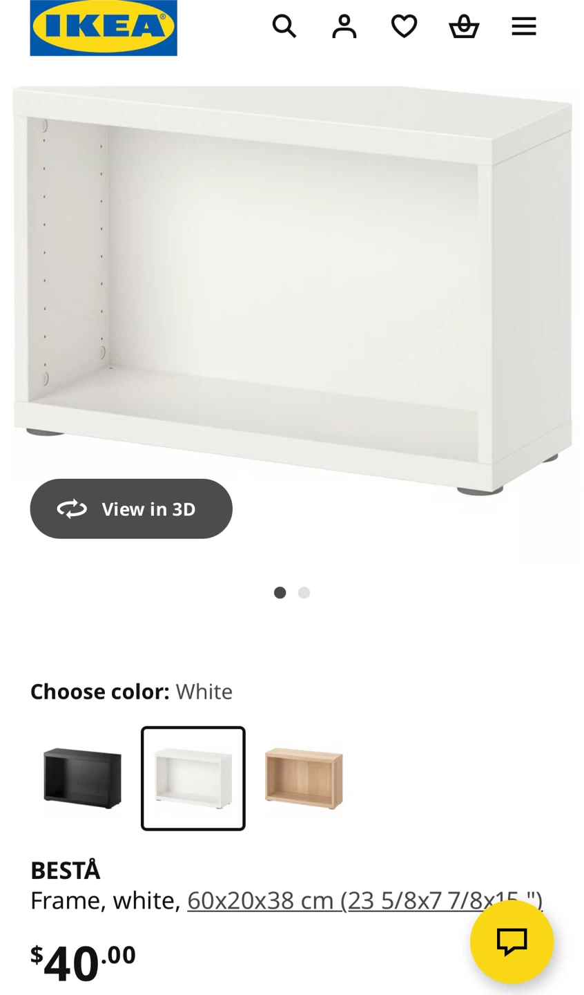 IKEA BESTA/HANVIKEN Door + cabinet, white, 60x38 cm
