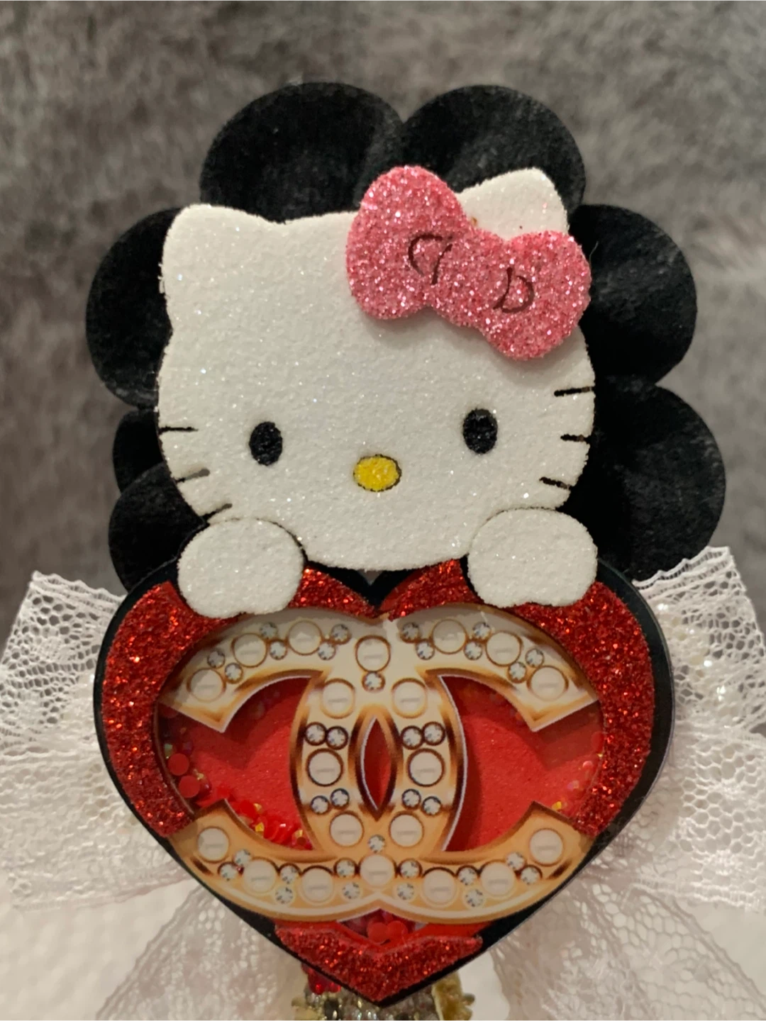 Hello Kitty Rhinestone fancy pen with Heart Charm