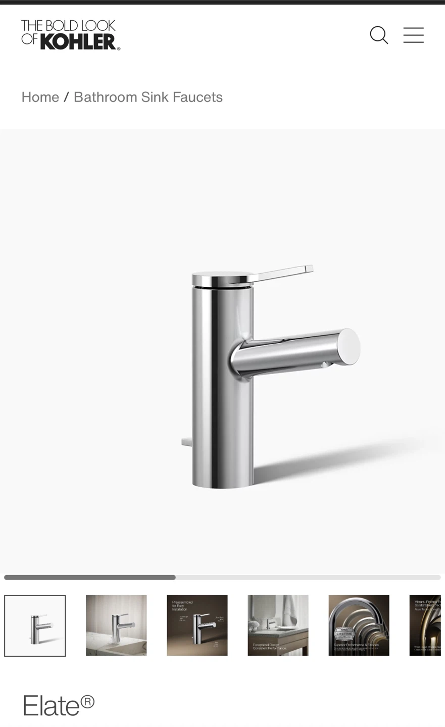 Kohler Elate Single Control Faucet