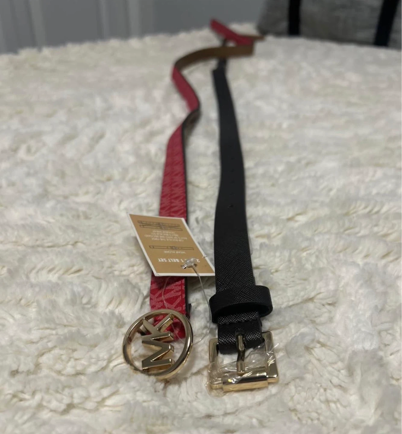 Michael Kors Belt Set - Brown and Pink MK Monogram