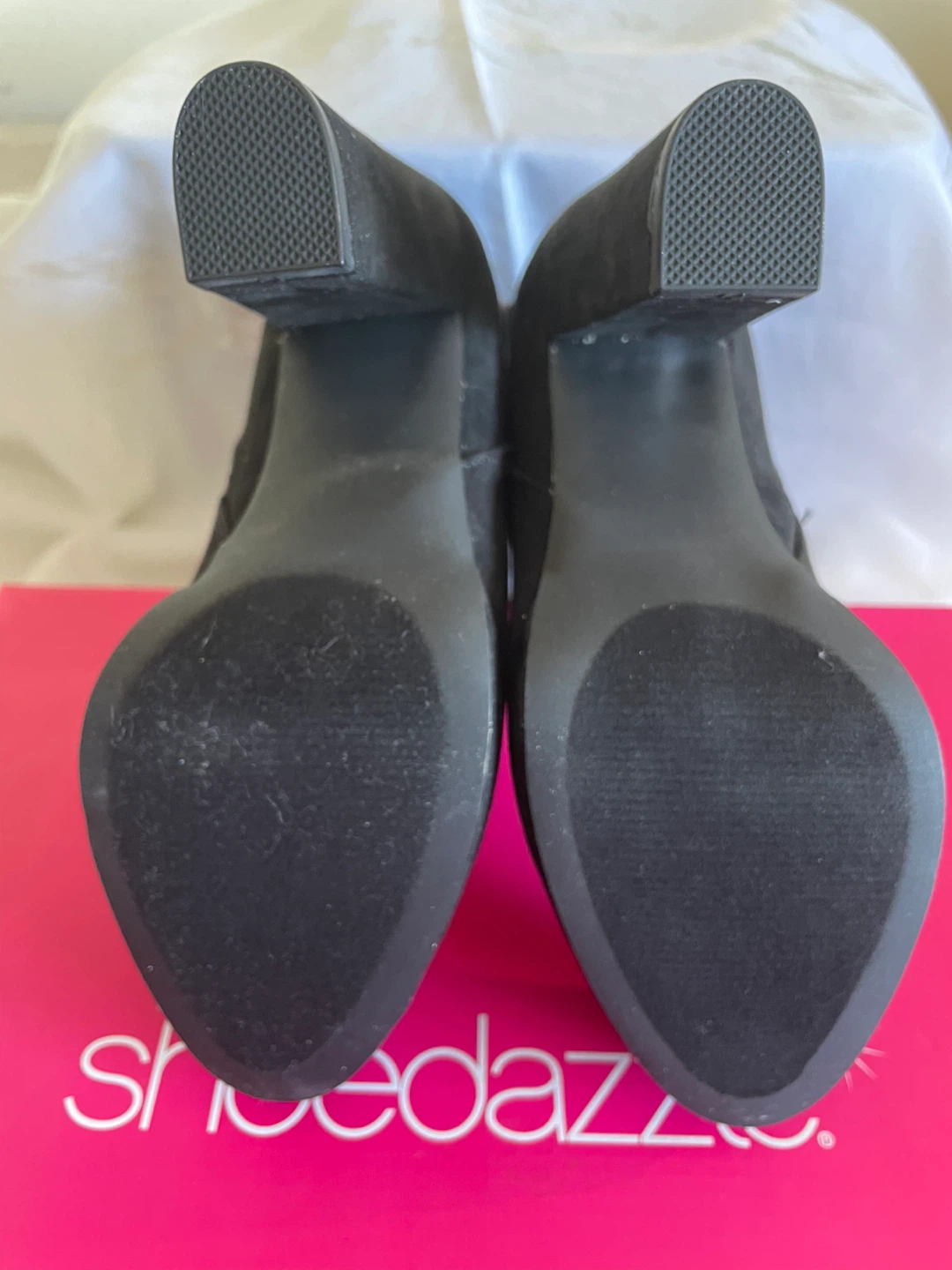 Black Suede Ruched Block Heel Boots - photo 5