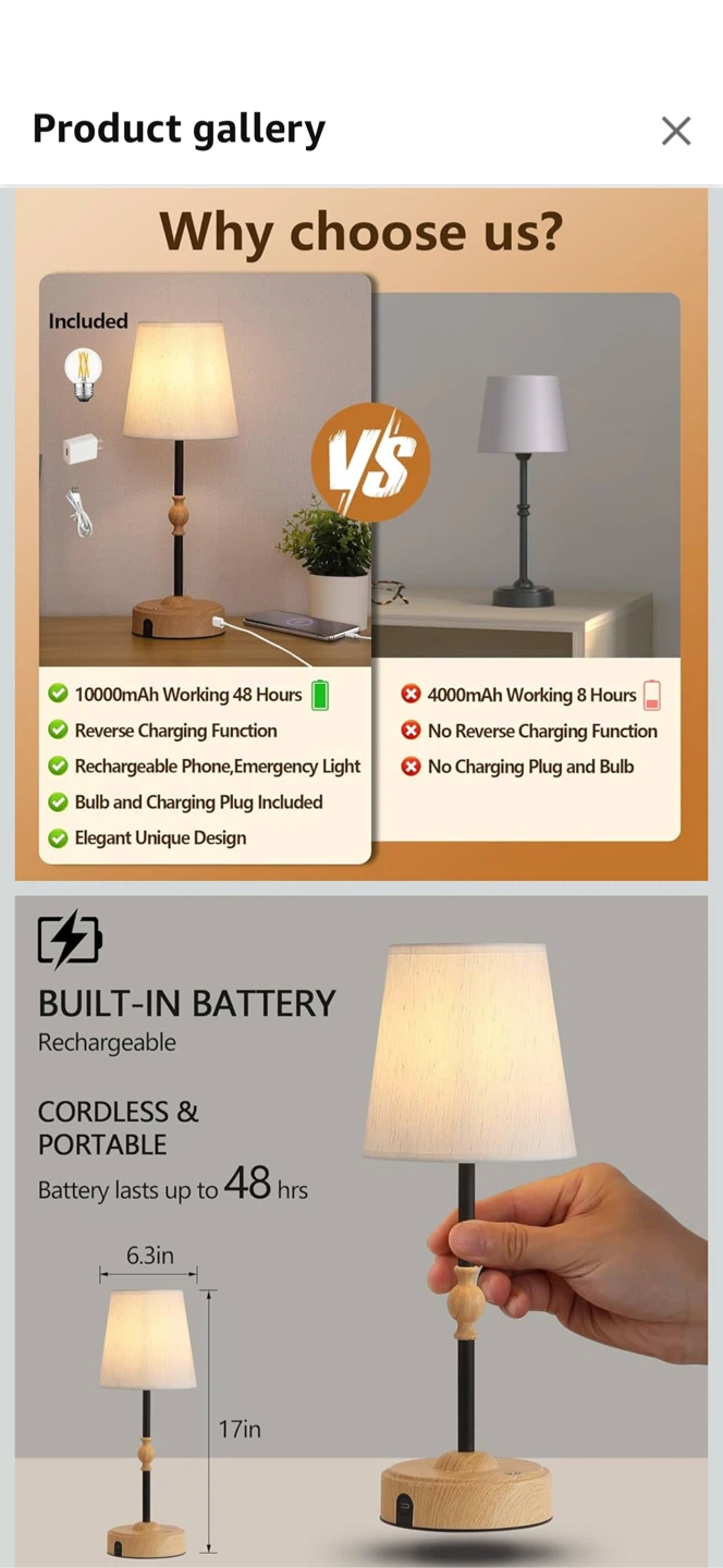 MEIXISUE Rechargeable Table Lamp - photo 3