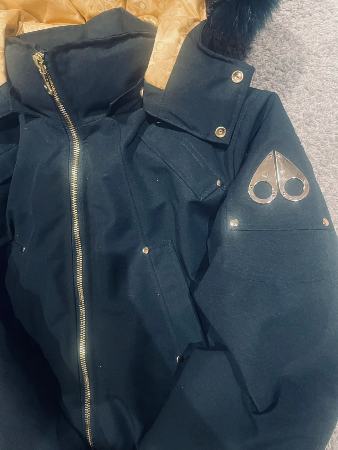 Moose Knuckles Black Bomber Jacket with Fur Hood - photo 4