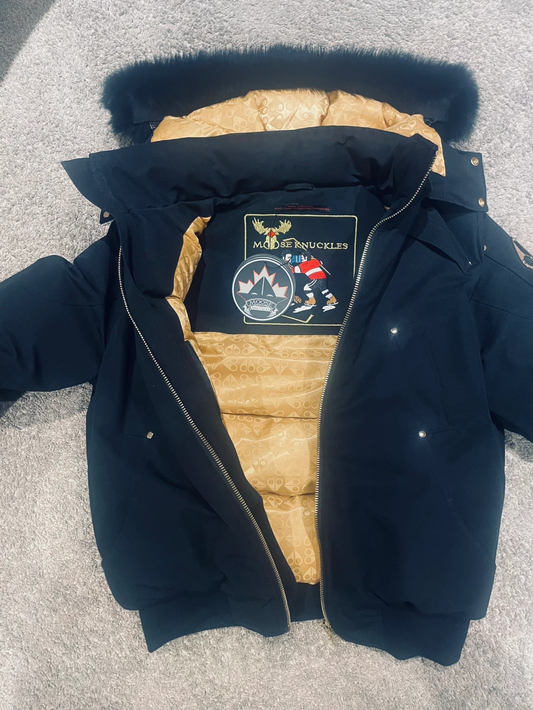 Moose Knuckles Black Bomber Jacket with Fur Hood - photo 2