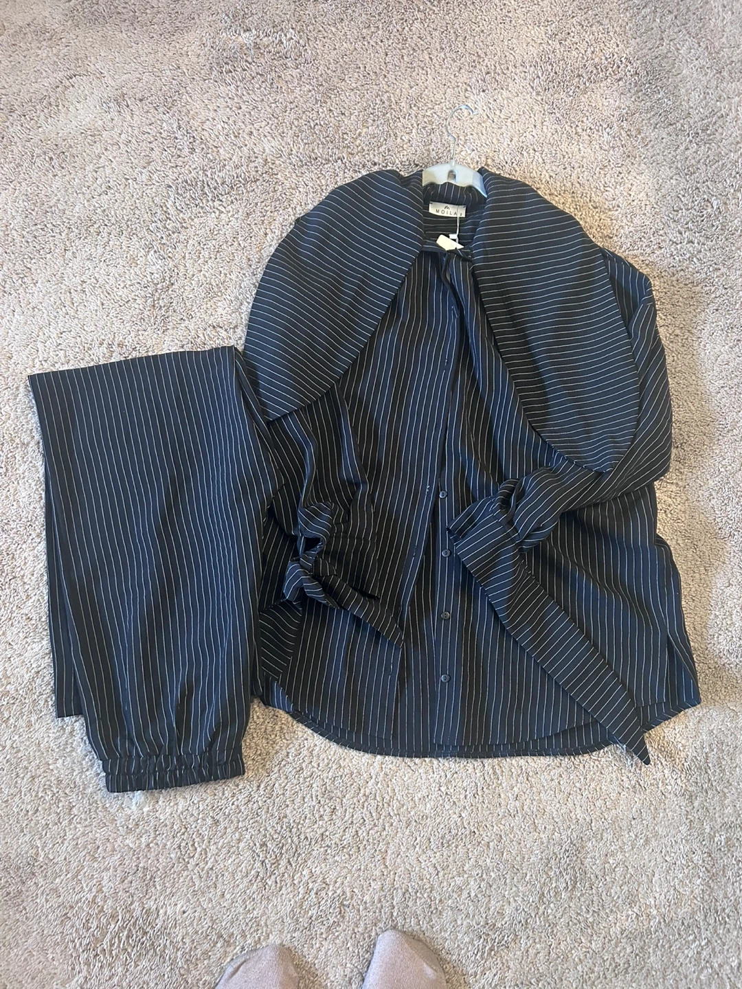 MOILAI Pinstripe Shirt and Pants Set