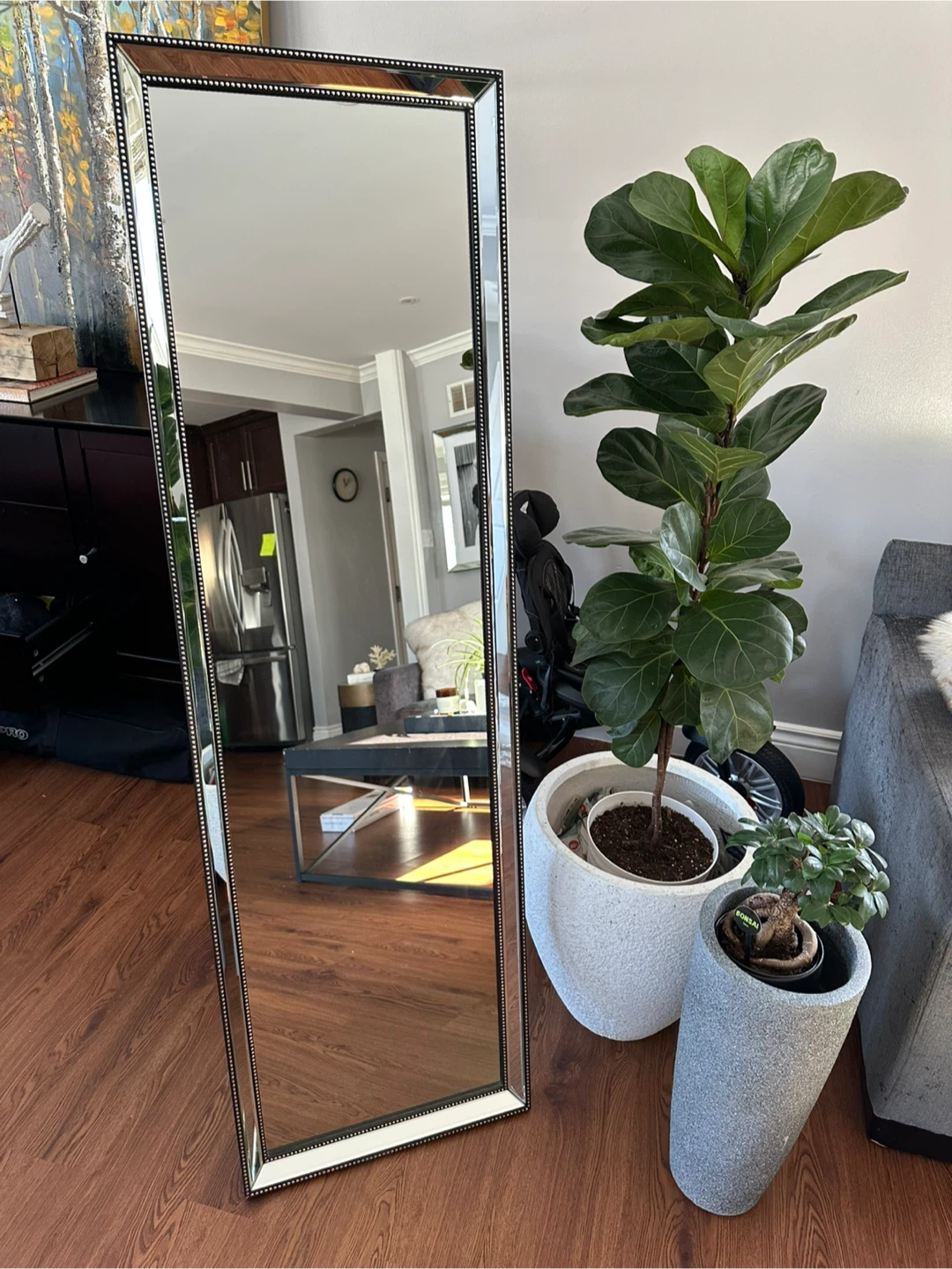 Tall Rectangular Floor Mirror with Decorative Beaded Frame - photo 5
