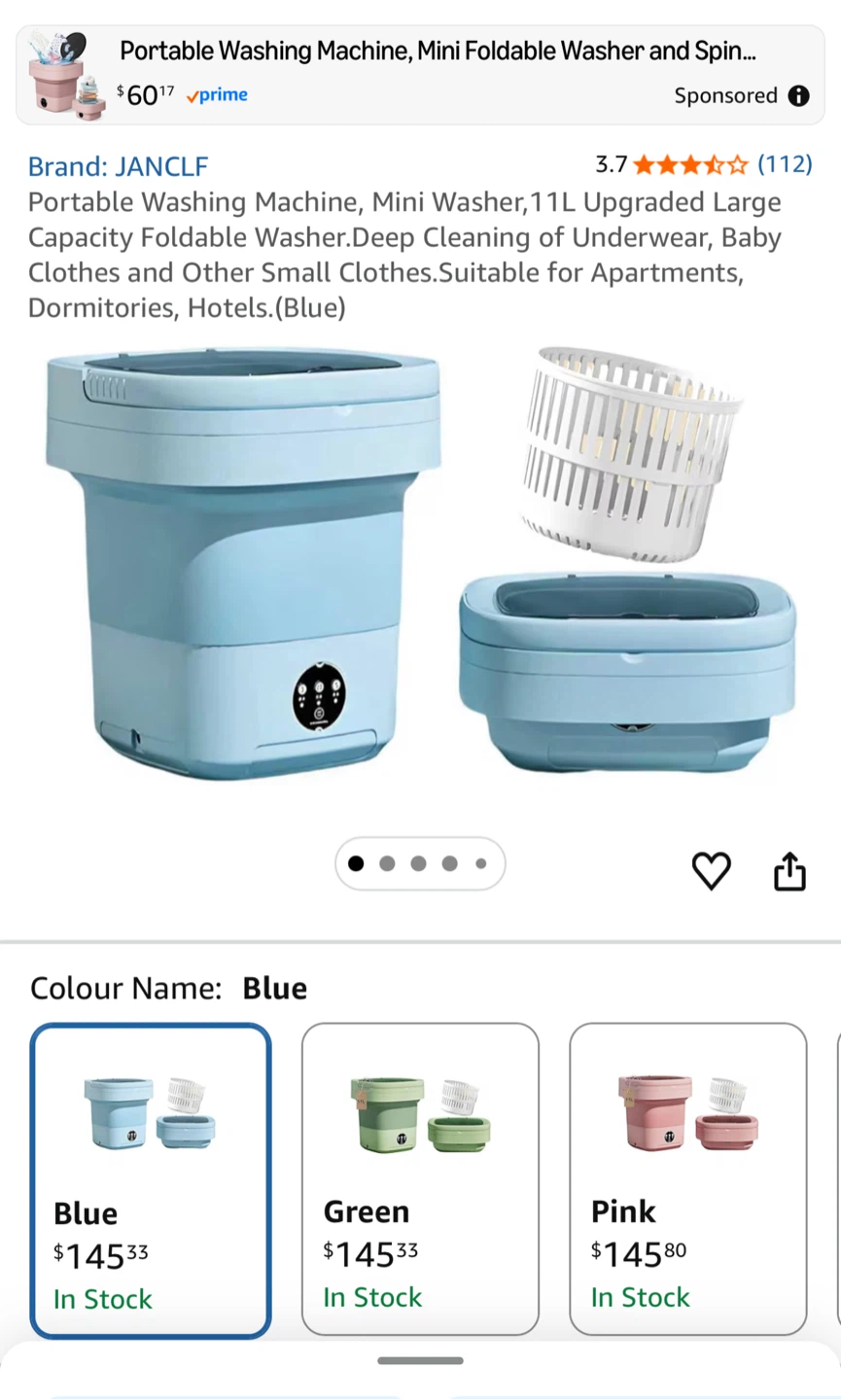 Portable Folding mini Washing Machine - Blue - photo 2