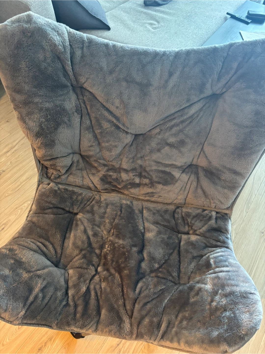 Grey Faux Fur Butterfly Chair - photo 2