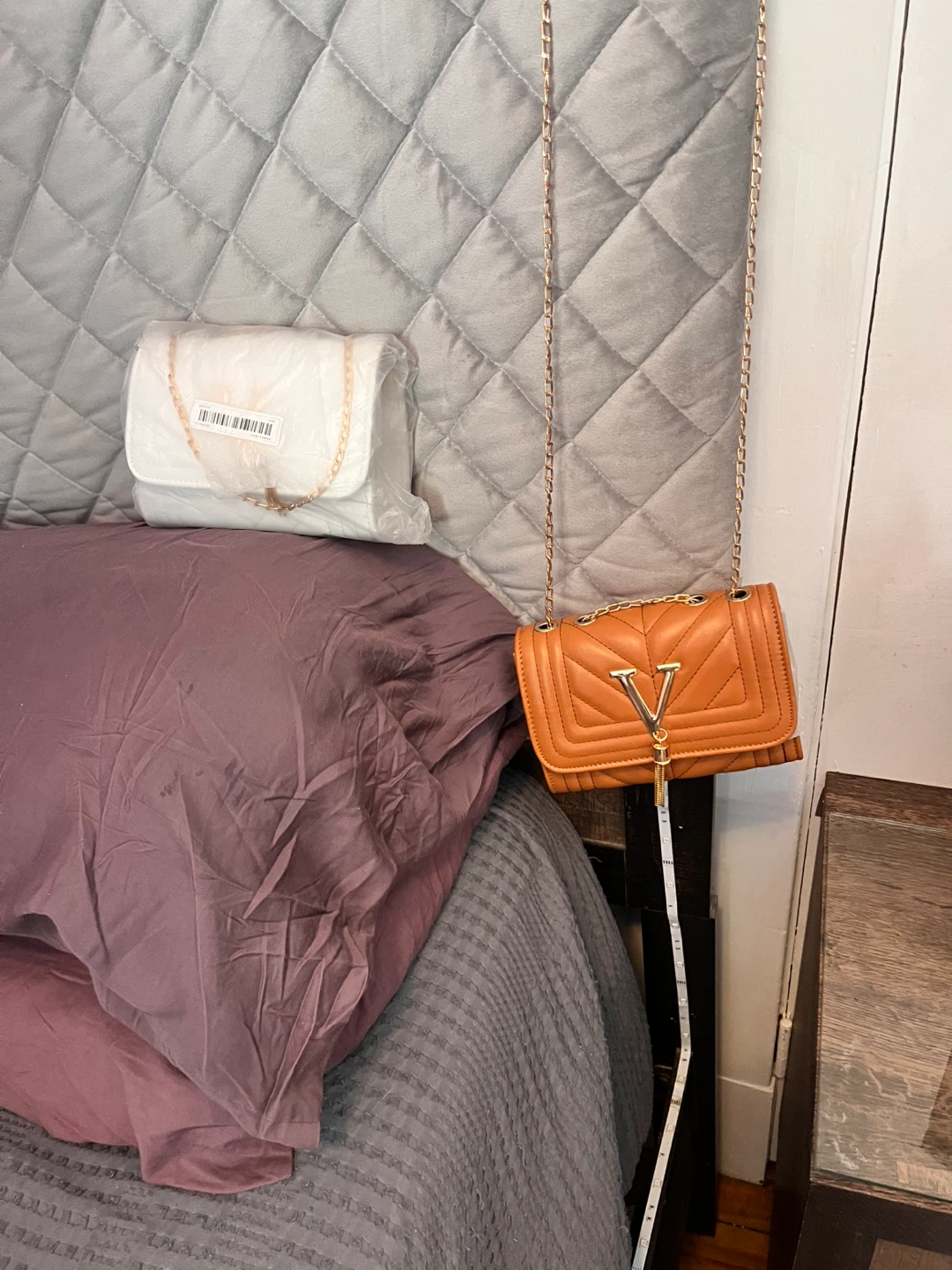 Orange V-Logo Shoulder Bag